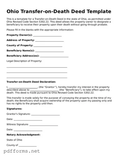 Free  Transfer-on-Death Deed Document for Ohio