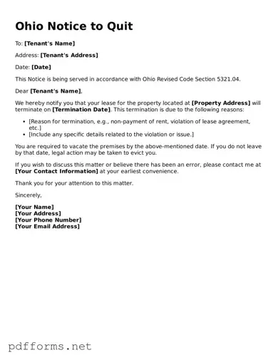 Free  Notice to Quit Document for Ohio