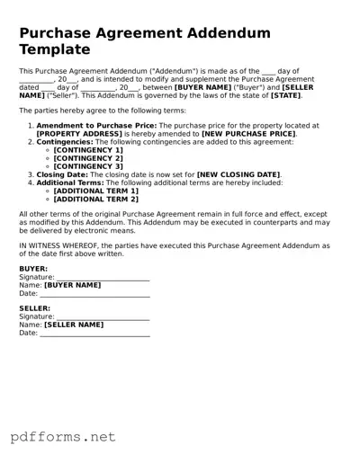 Official Purchase Agreement Addendum Template