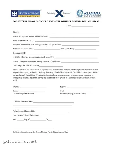 Download Royal Caribbean Parental Consent Template
