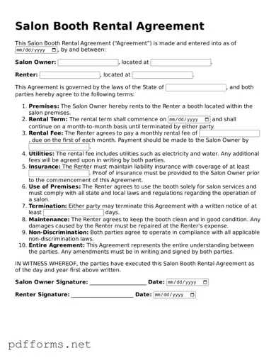 Official Salon Booth Rental Agreement Template