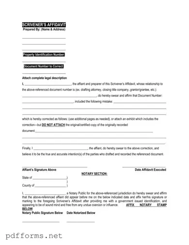 Download Scrivener's Affidavit Template