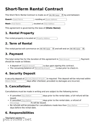 Official Short-Term Rental Contract Template