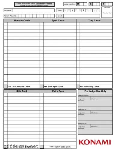 Download Konami Decklist Template