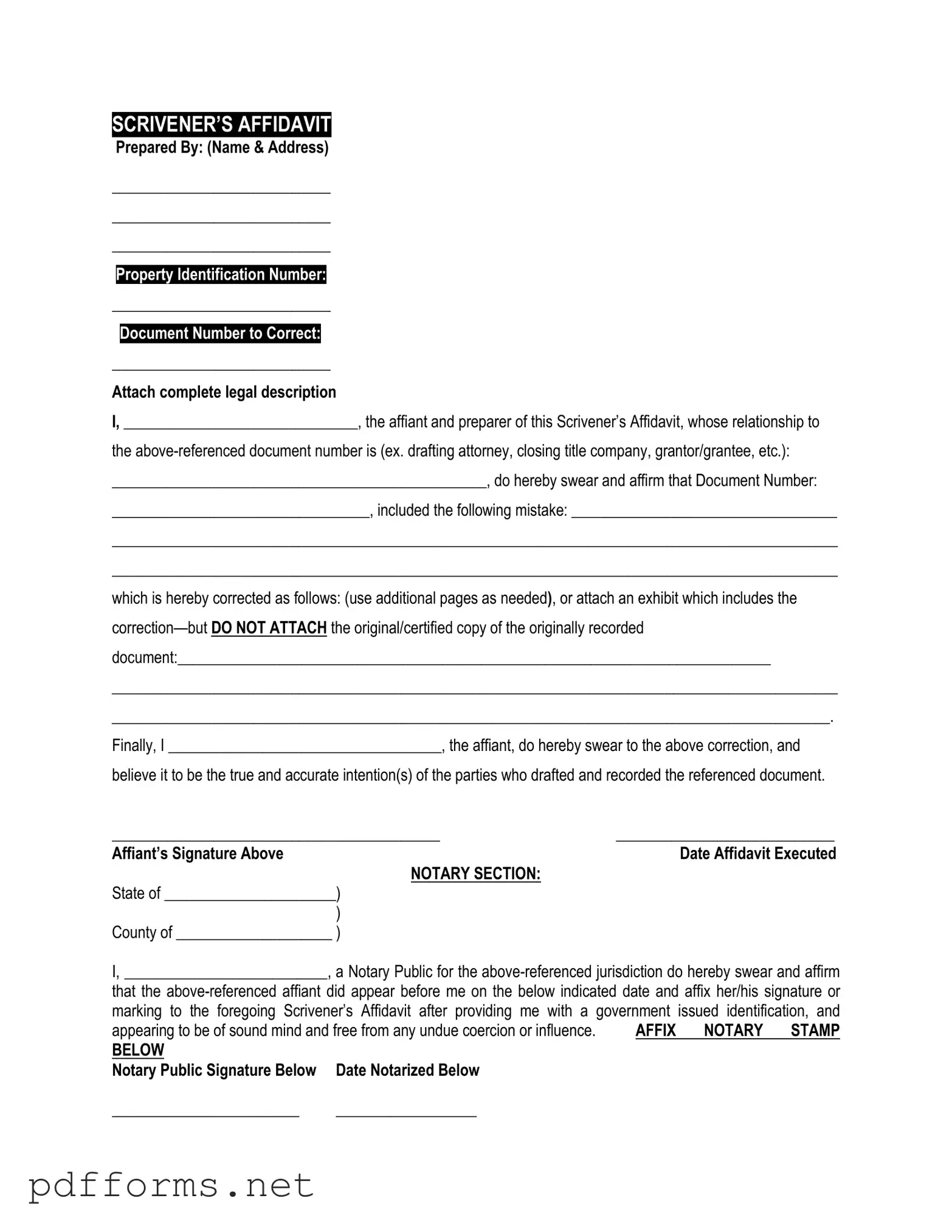 Download Scrivener's Affidavit Template