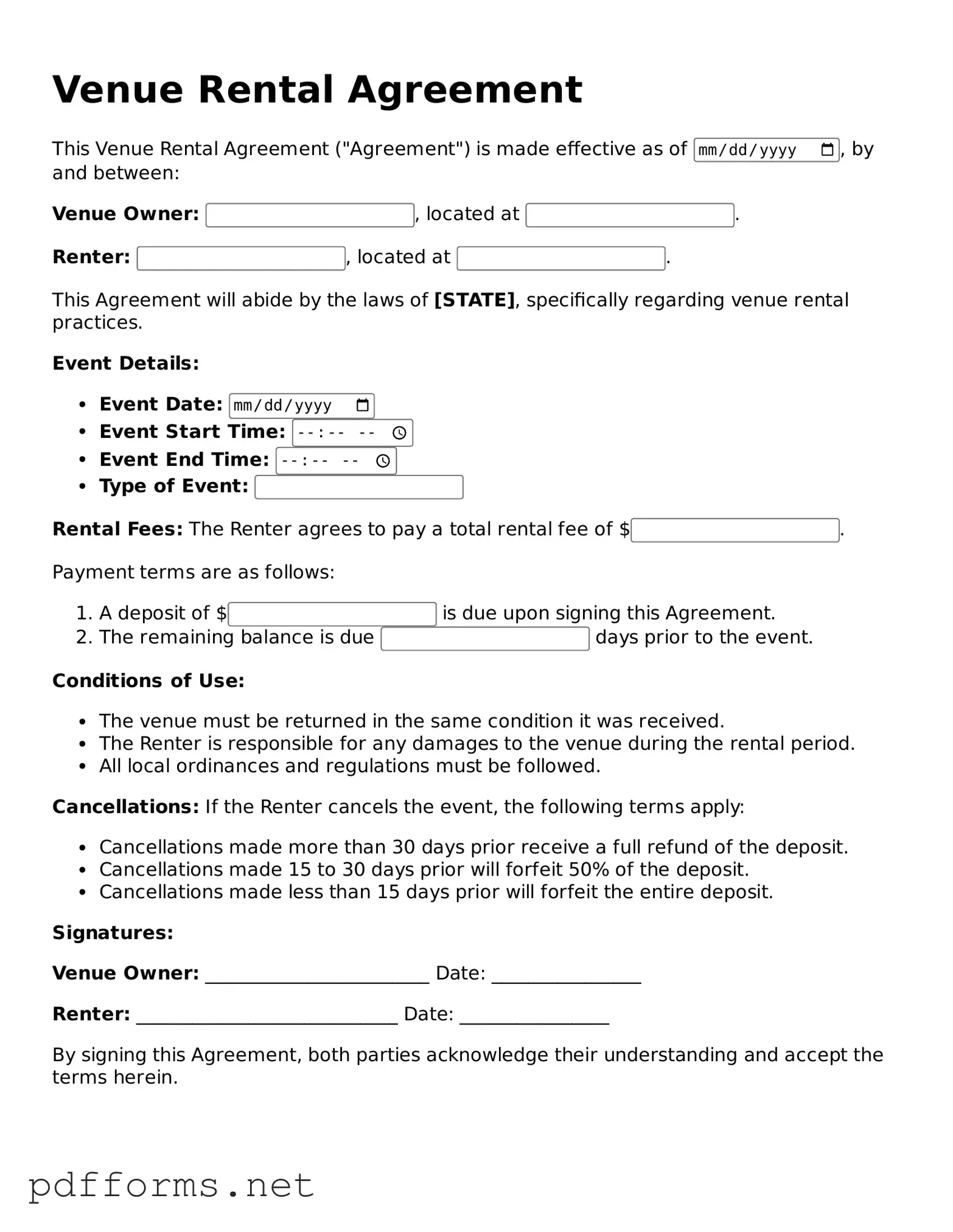 Official Venue Rental Agreement Template
