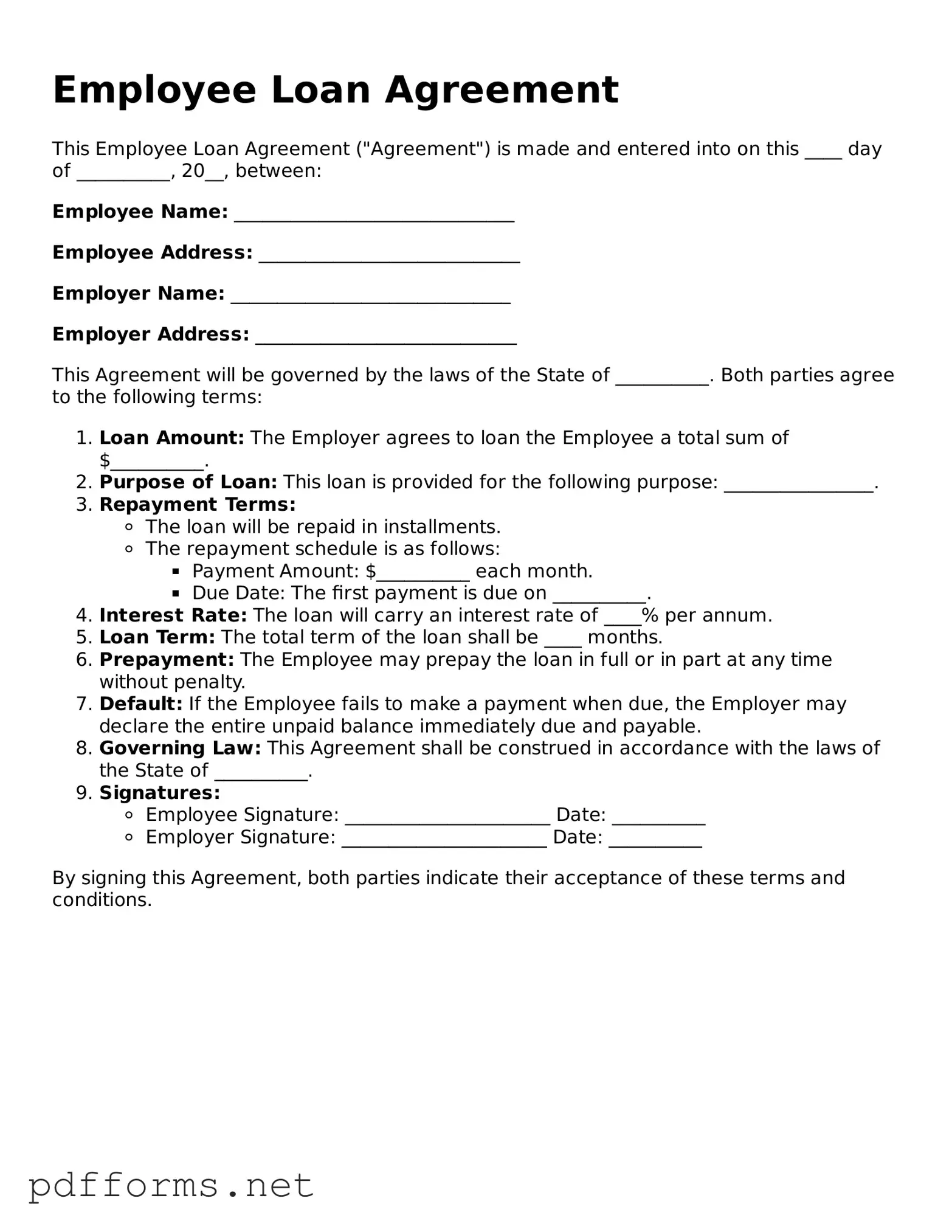 Official Employee Loan Agreement Template