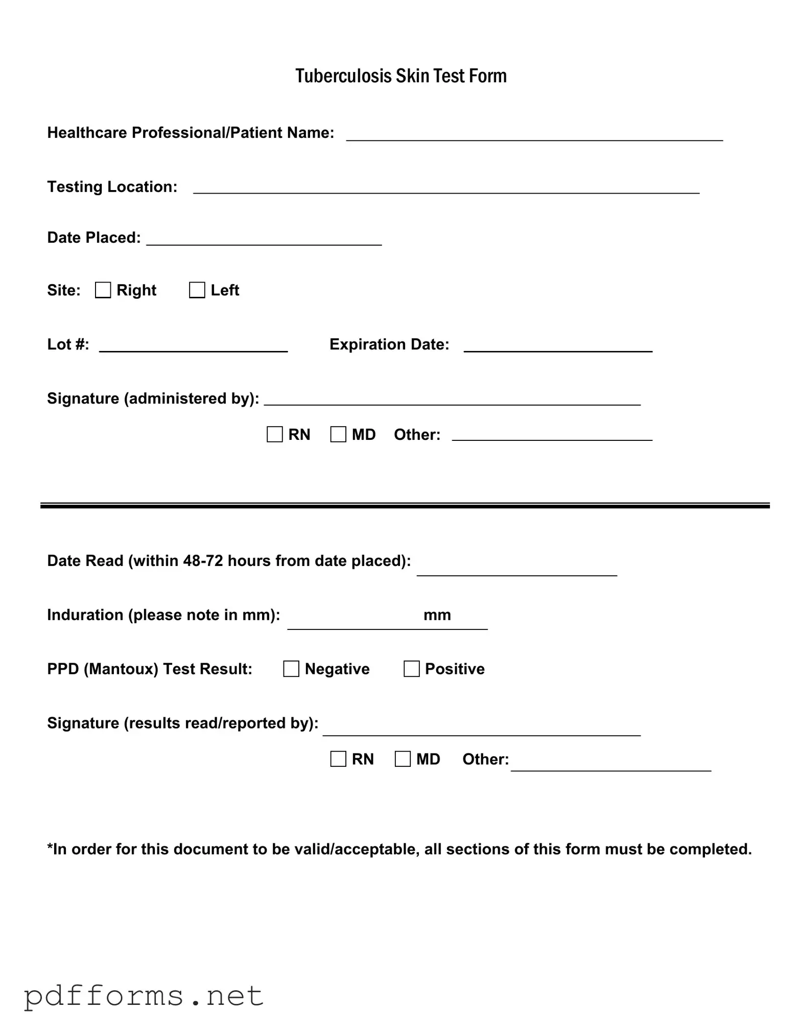 Download Tb Test Template