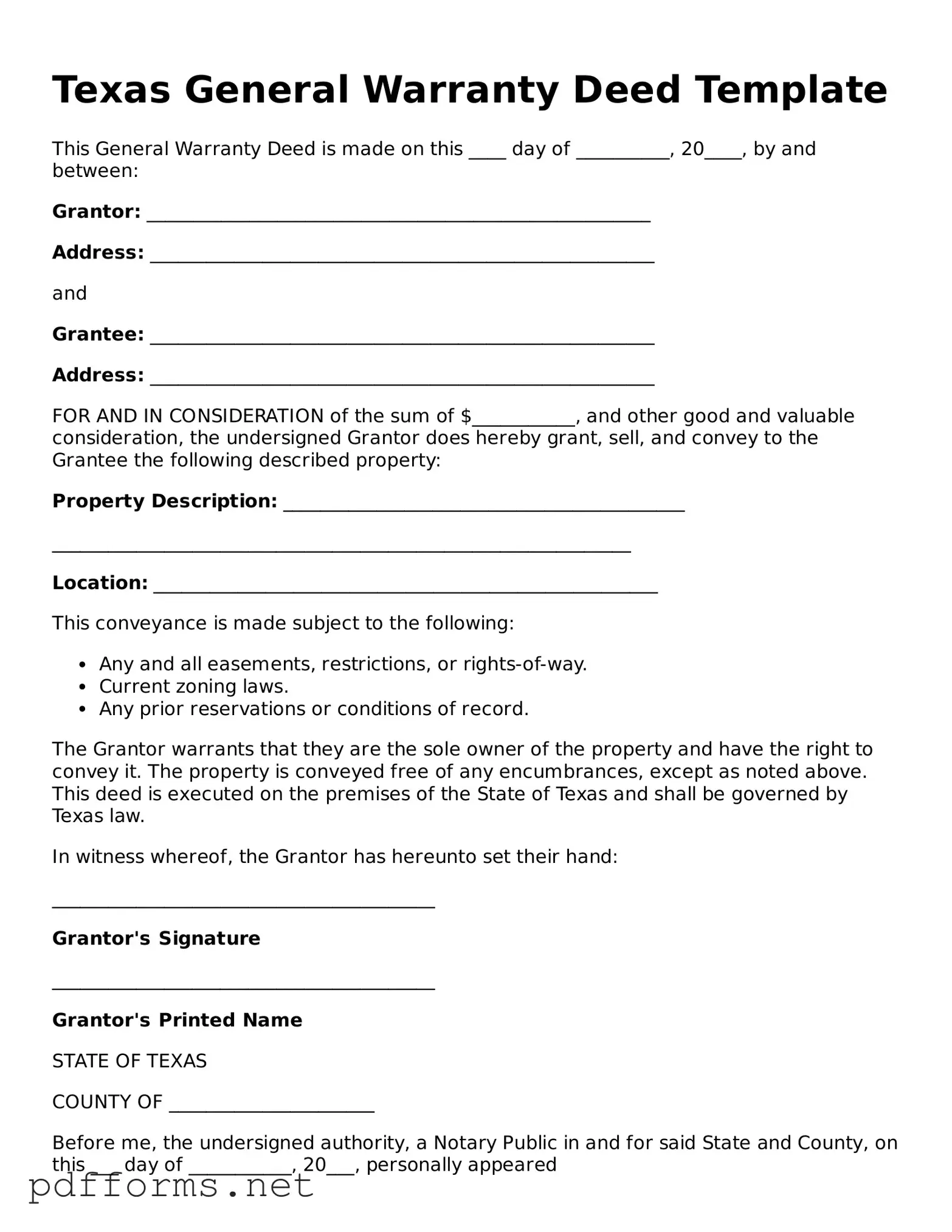 Free  Deed Document for Texas