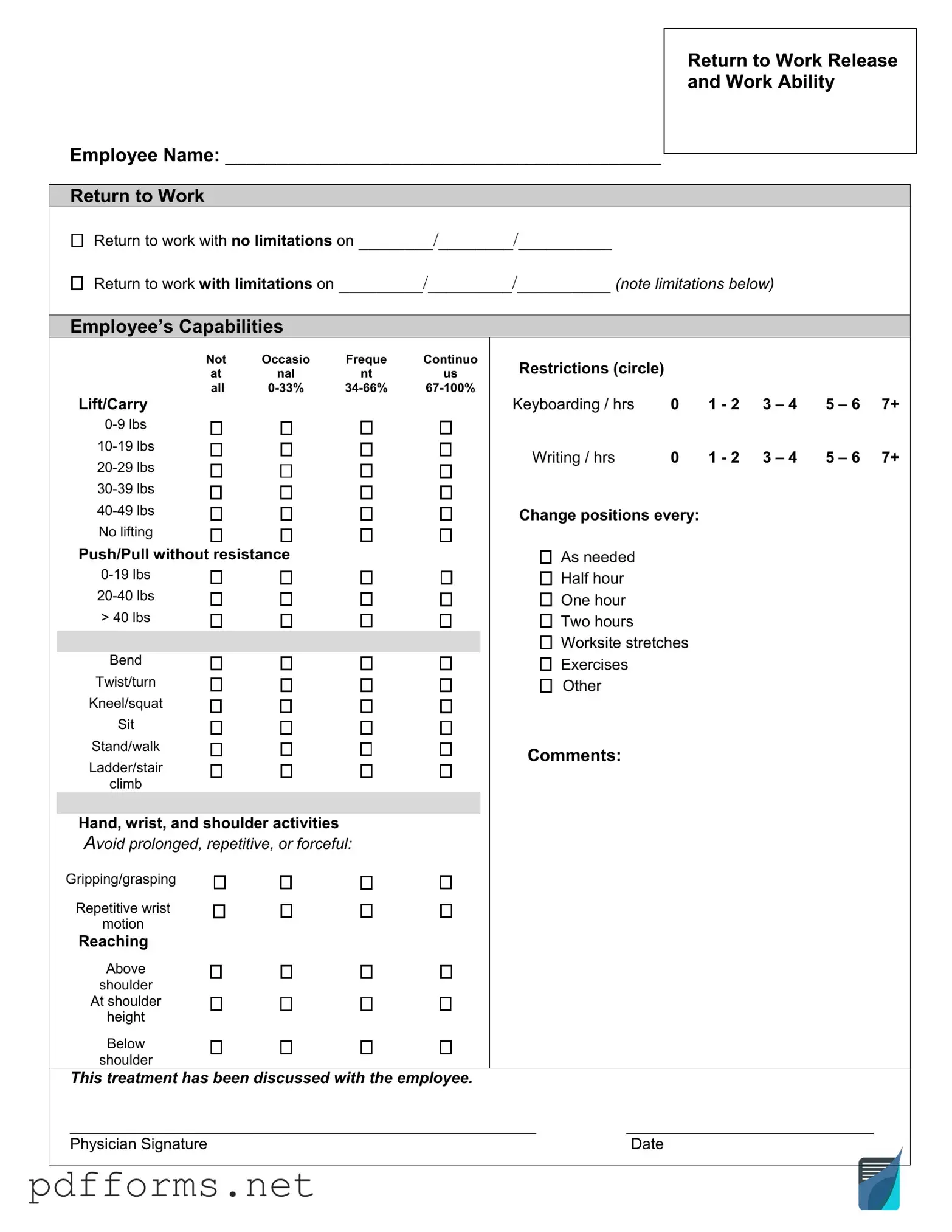 Download Work Release Template
