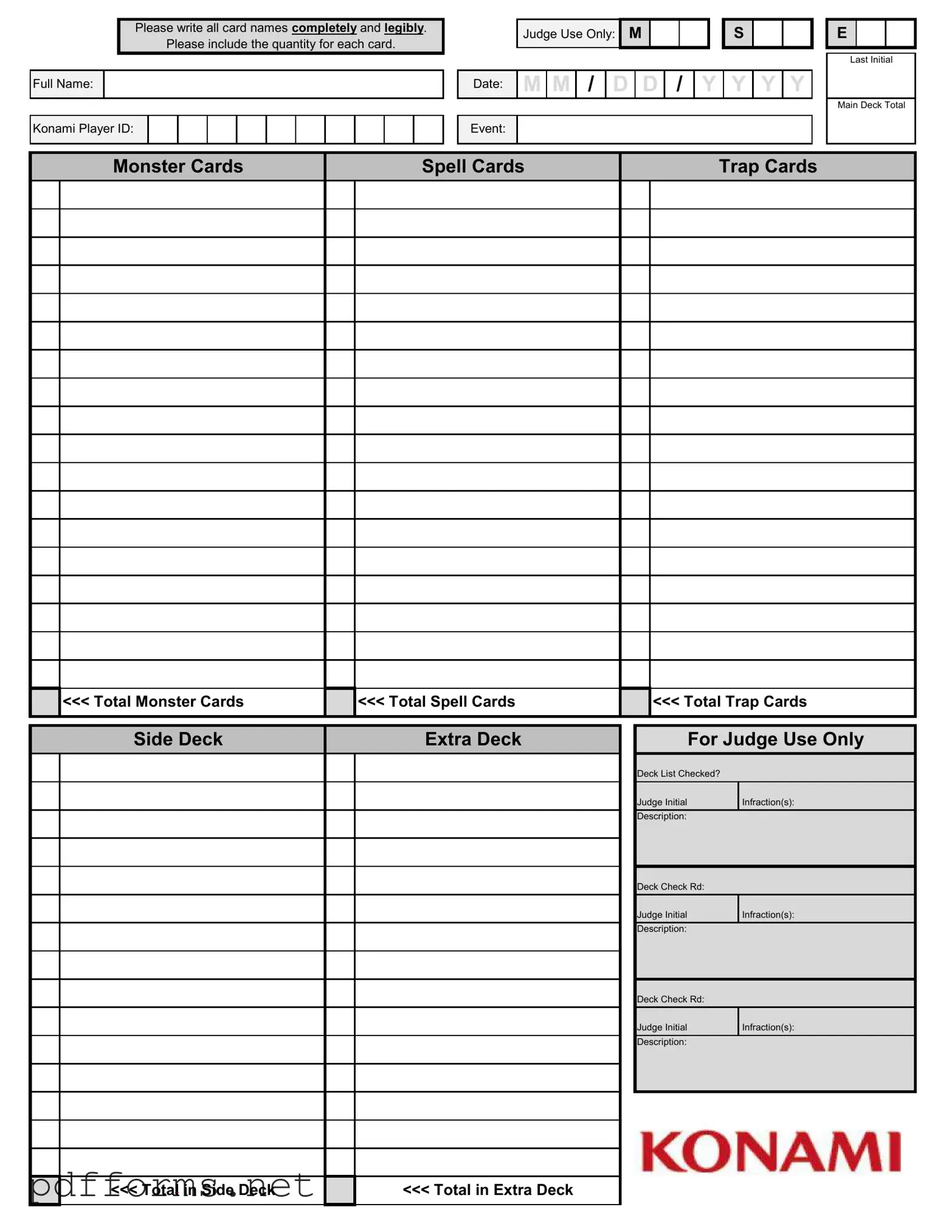 Download Konami Decklist Template